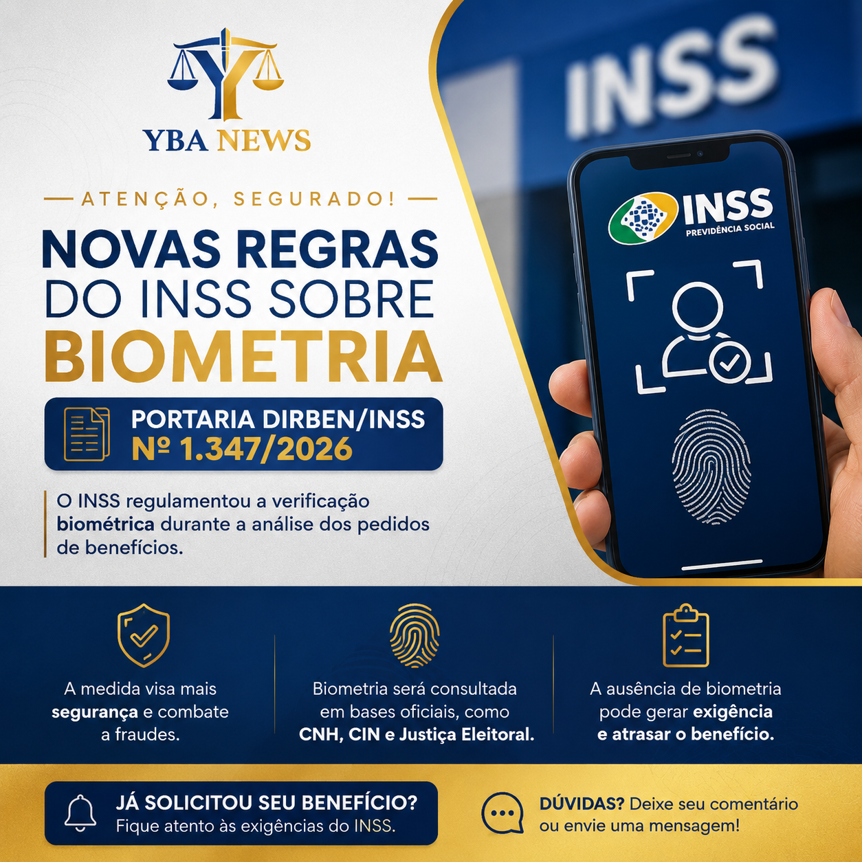 ENTENDA COMO A BIOMETRIA OBRIGATÓRIA PASSA A IMPACTAR OS BENEFÍCIOS DO INSS